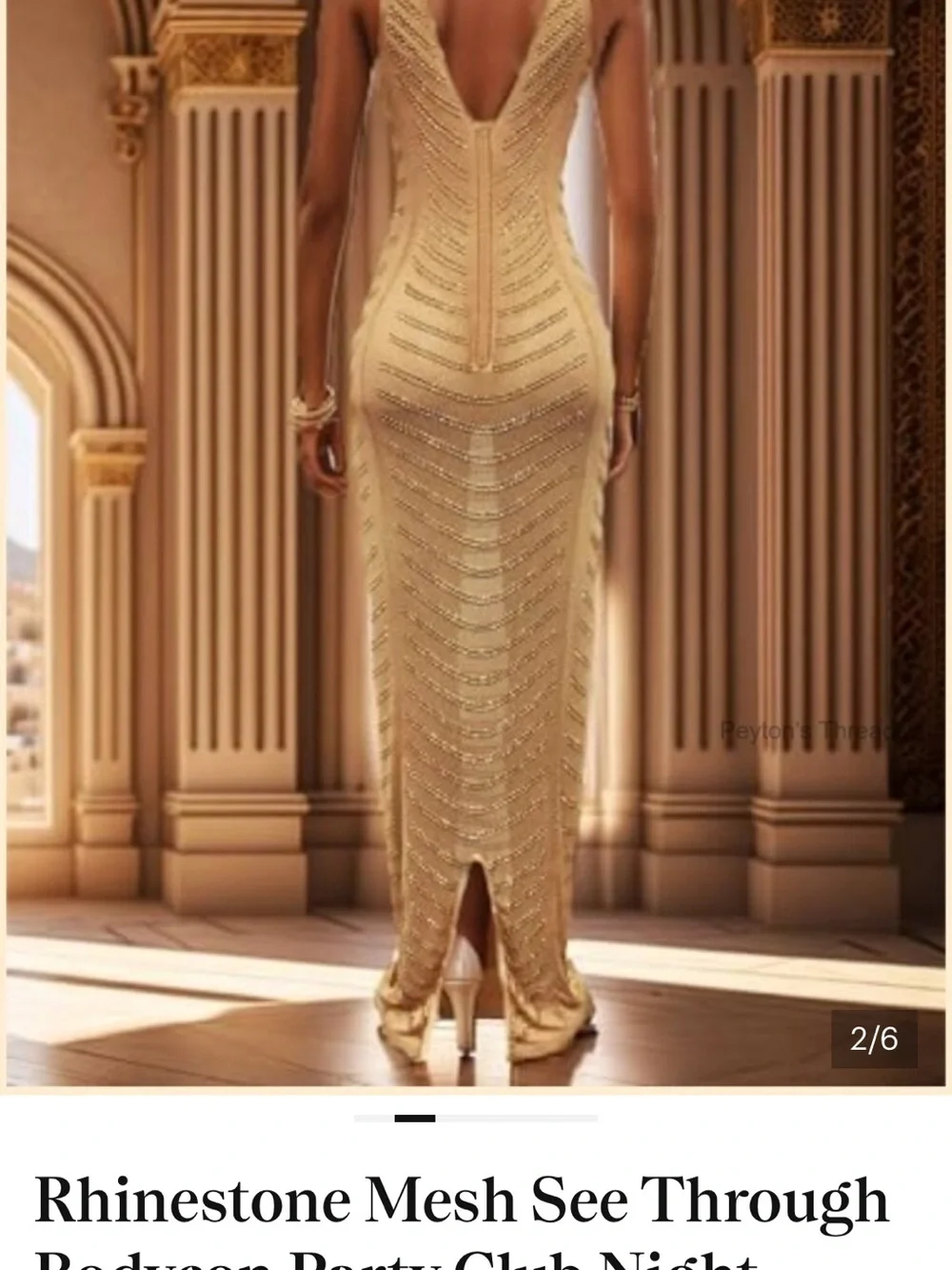 Gold Rhinestone Mesh Maxi Skirt - Picture 4 of 5